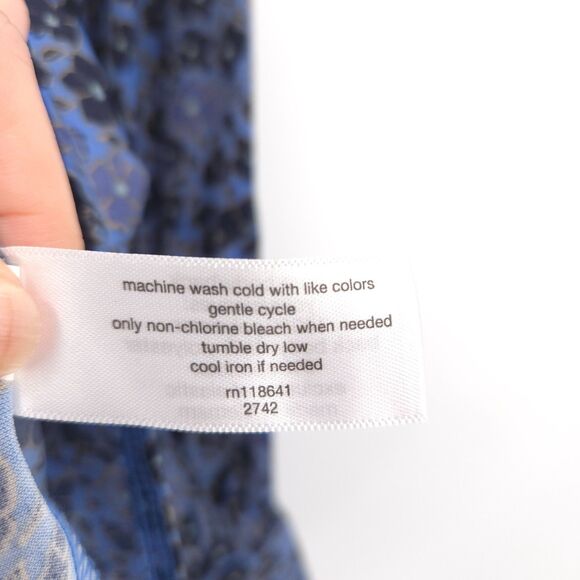 Lane Bryant floral satin button up tunic top Plus Size 18/20 blue woven & knit - Picture 8 of 9